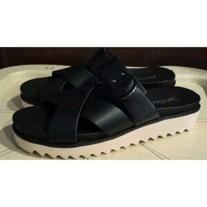 Jambu Frida Platform Slide Sandal Women’s Size 7 Black Contoured Footbed